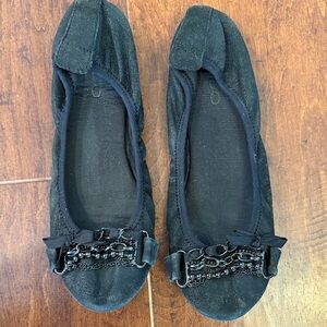 Also Black Chain-Accent Women's Ballet Flats